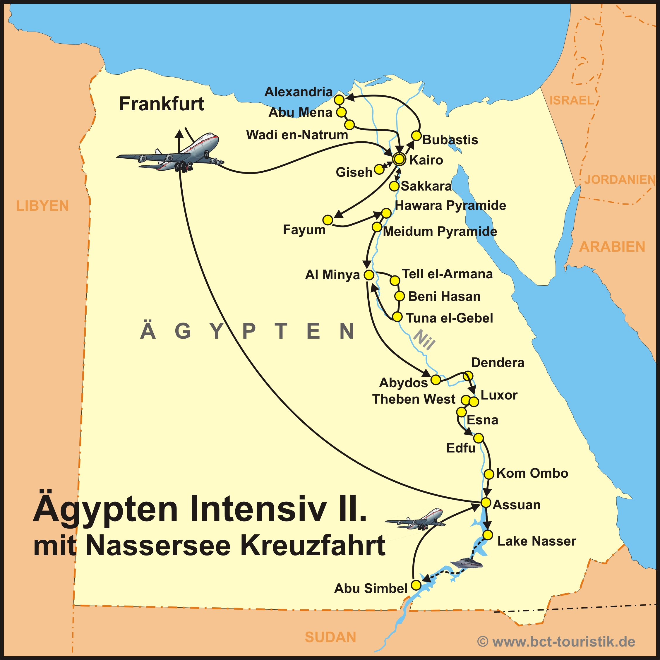 Reiseroute der Reise Ägypten