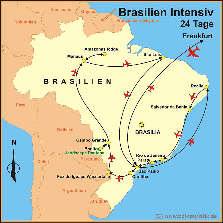 Reiseroute der Reise Brasilien