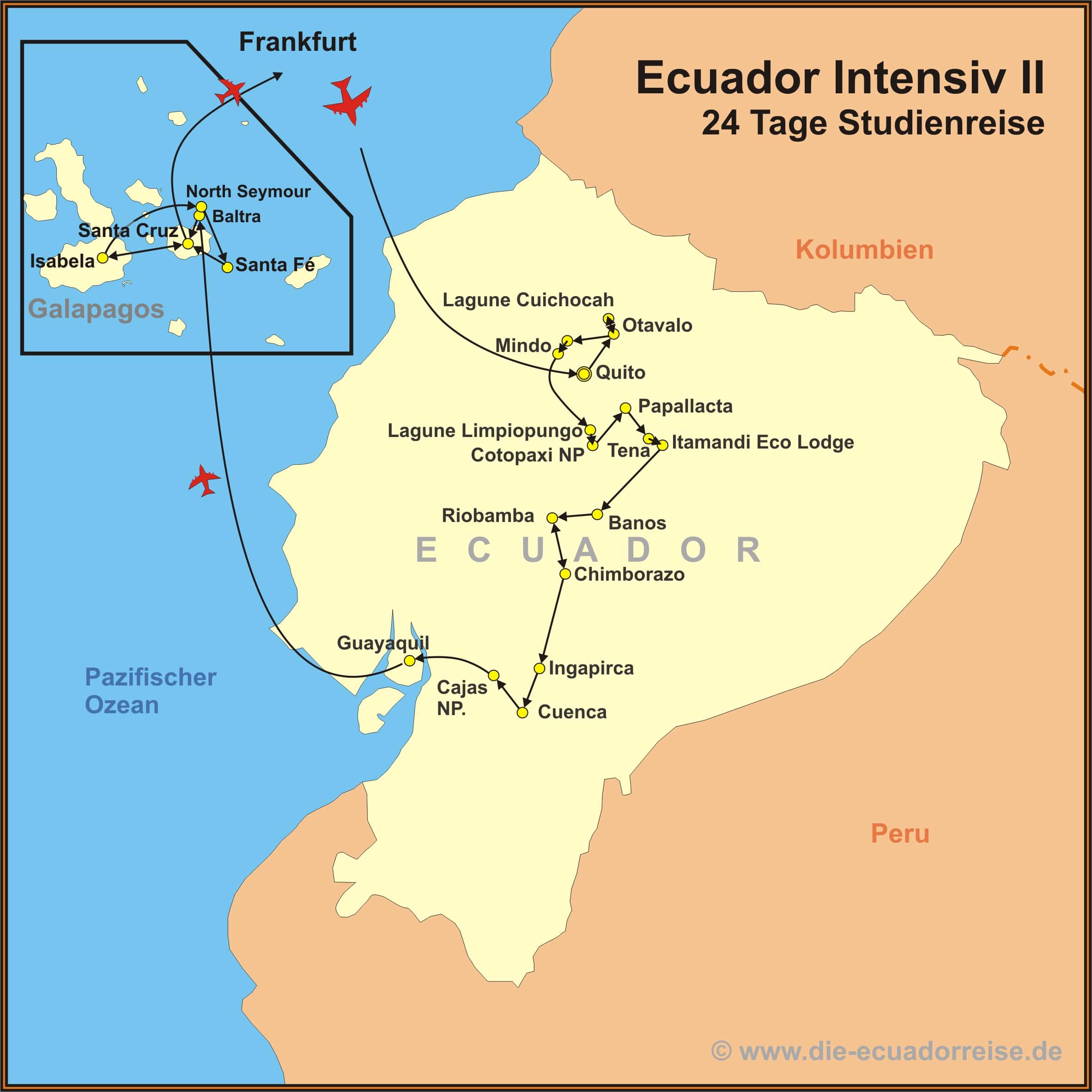 Reiseroute der Reise Ecuador